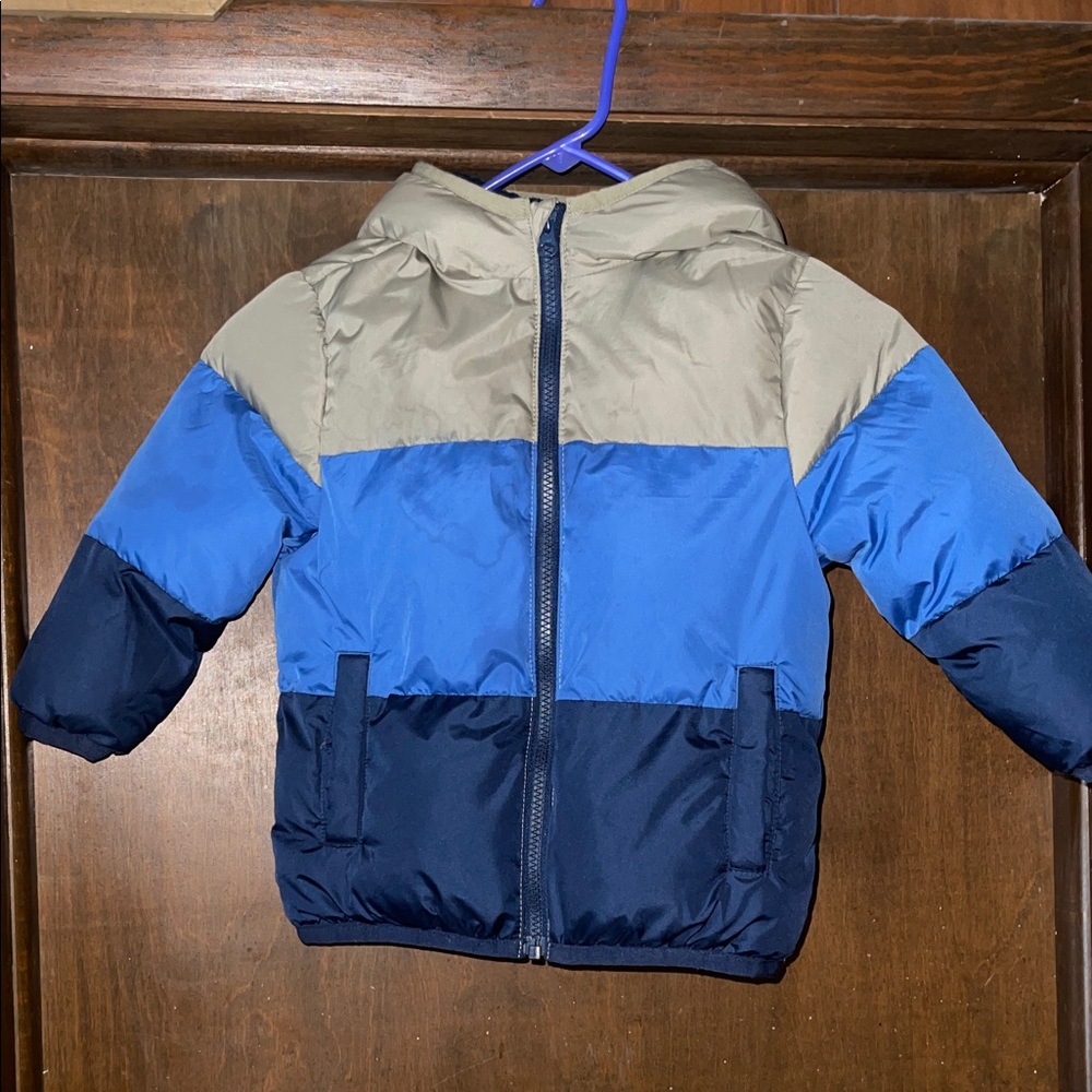 Swiss Tech Kids Blue and Tan Puffer Jacket